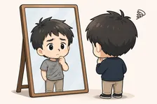 身だしなみを確認する男性